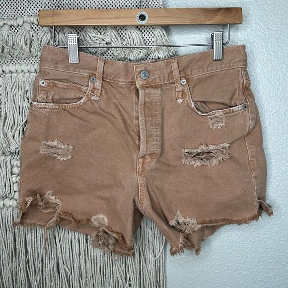We The Free brown tan Distressed Jean Shorts (Size 26) - Picture 1 of 6